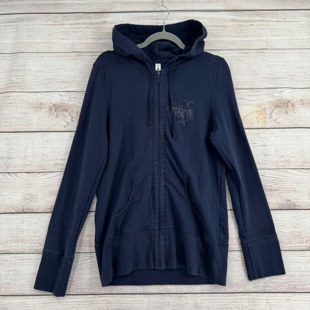 Stone Brewing Full Zip Hoodie Sweatshirt Womens Medium Navy‎ Blue Bella